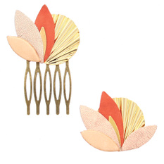 broche et peigne DIY cuir kit sienne